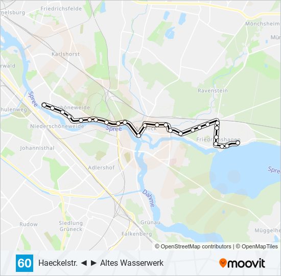 Трамвай 60: карта маршрута