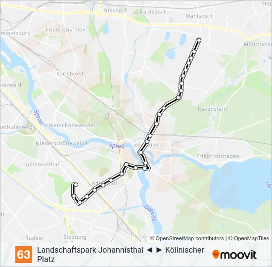 Трамвай 63: карта маршрута