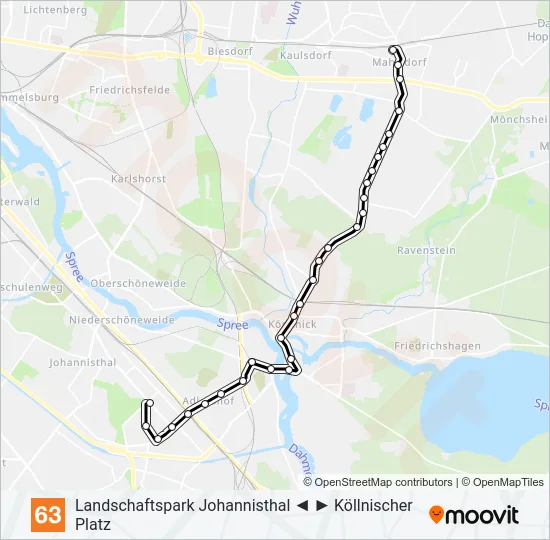 Трамвай 63: карта маршрута