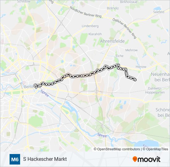 Трамвай M6: карта маршрута