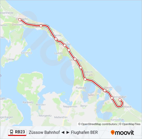 RB23 Route Fahrpläne, Haltestellen & Karten Zinnowitz