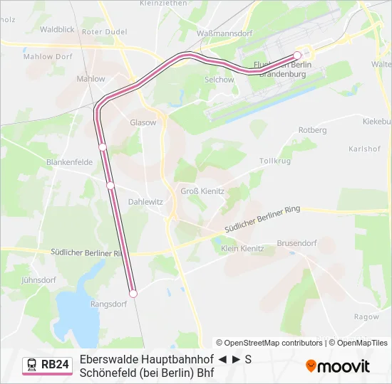 Поезд RB24: карта маршрута