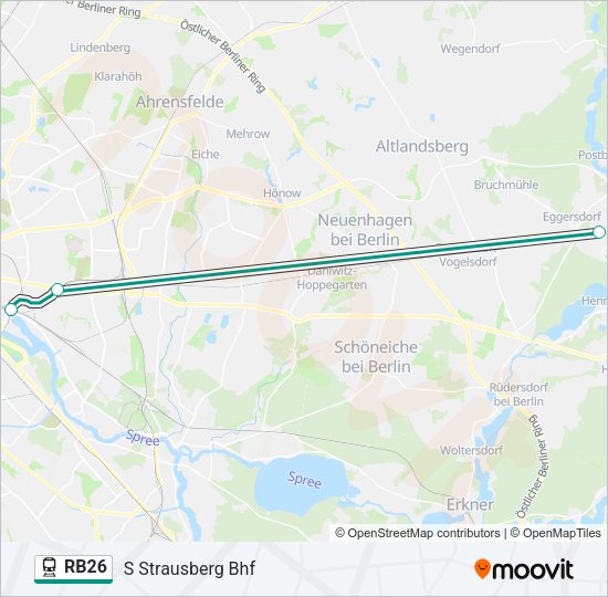 Поезд RB26: карта маршрута