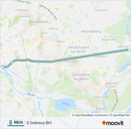 Поезд RB26: карта маршрута