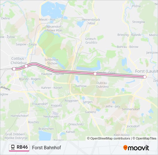 Поезд RB46: карта маршрута