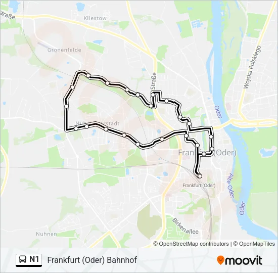 N1 Bus Line Map