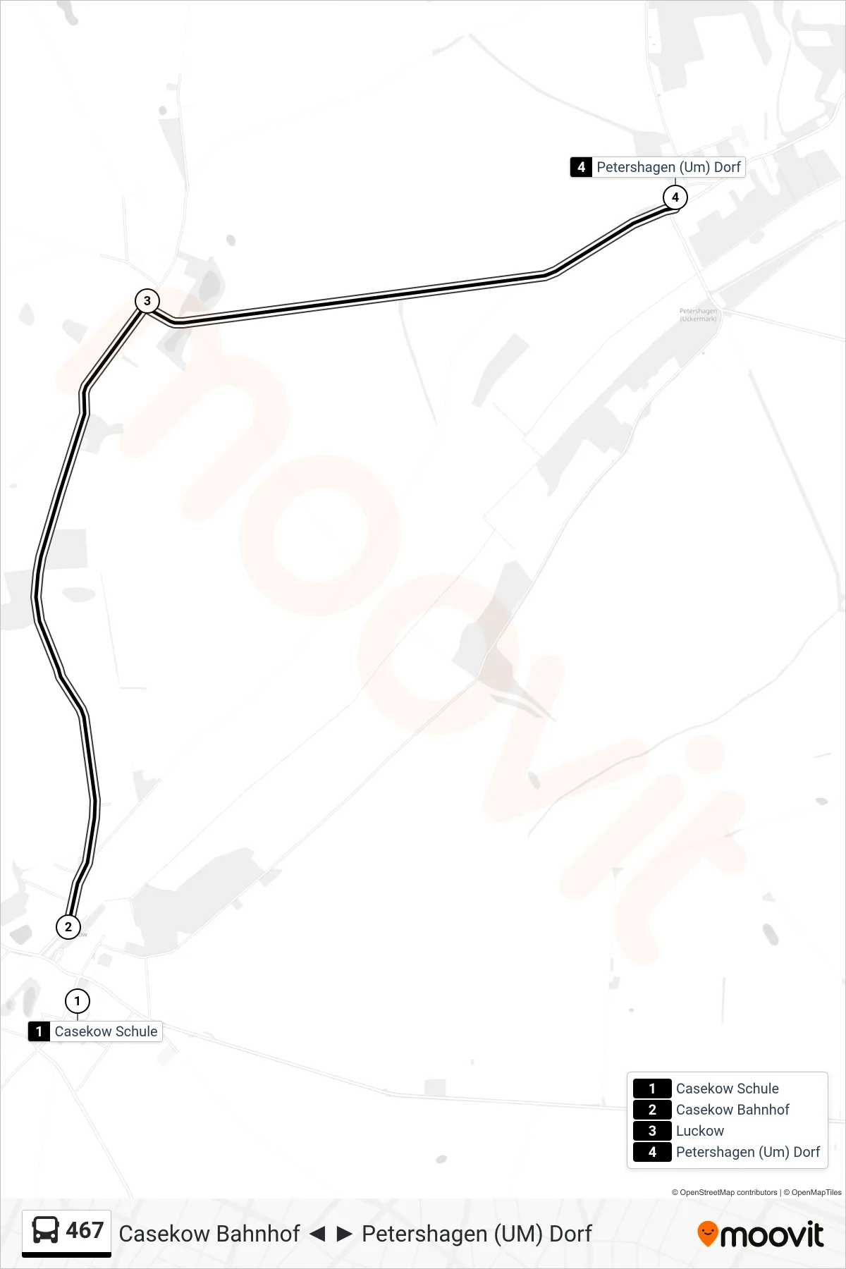 Linie 467 (Bus) Richtung Petershagen (Um) Dorf: Route und Haltestellen auf der Karte