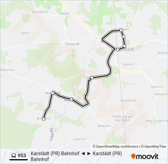 Автобус 953: карта маршрута