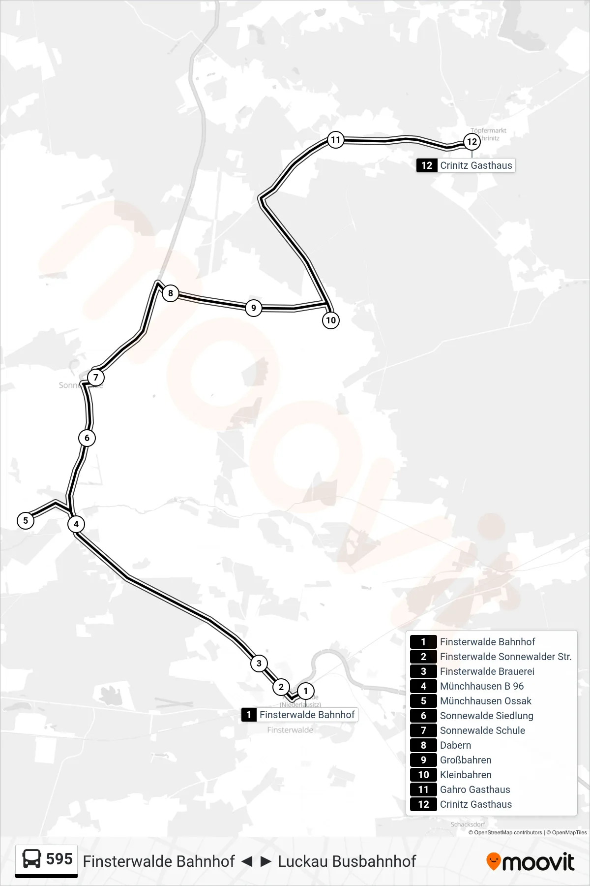Linie 595 (Bus) Richtung Crinitz Gasthaus: Route und Haltestellen auf der Karte