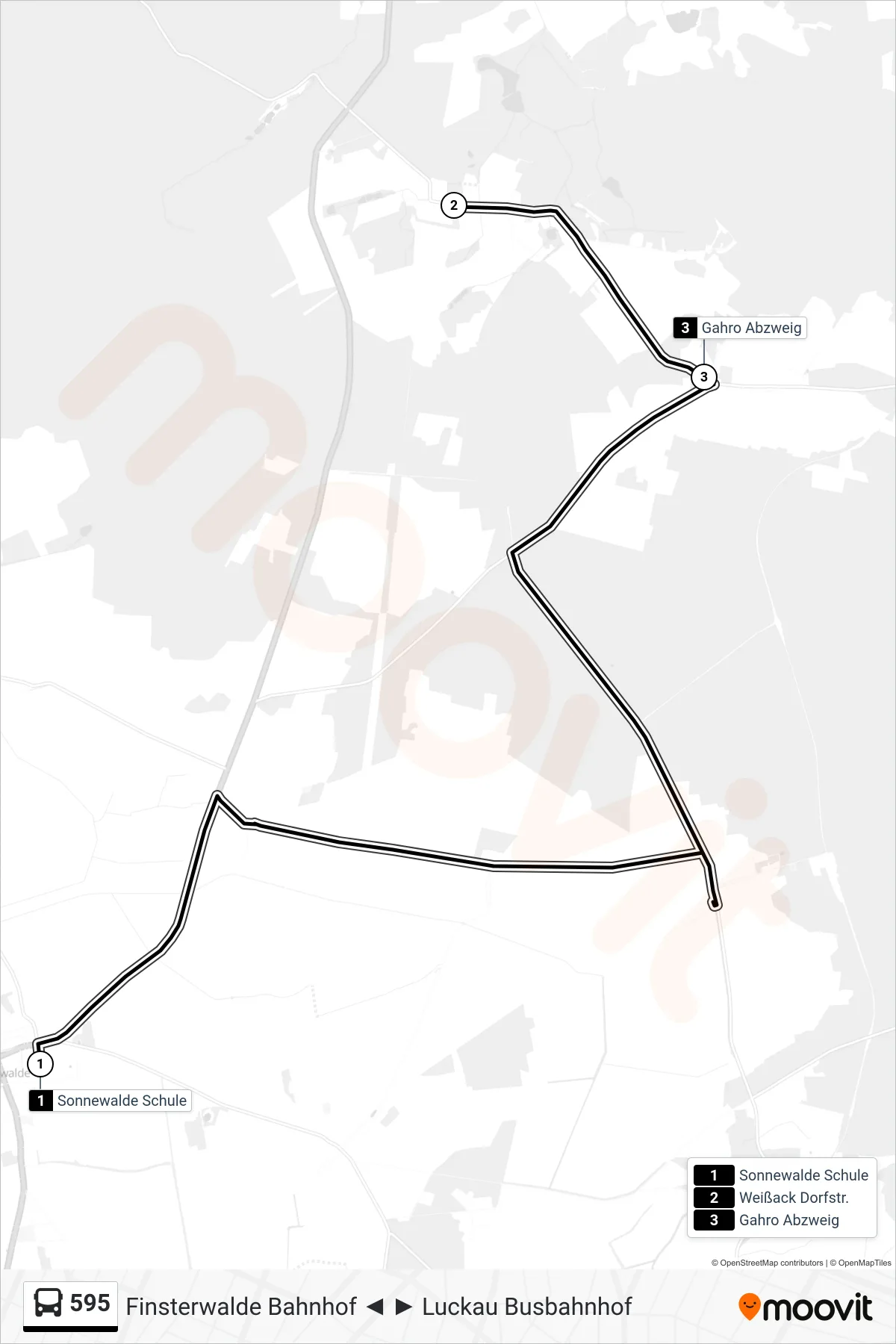 Linie 595 (Bus) Richtung Gahro Abzweig: Route und Haltestellen auf der Karte