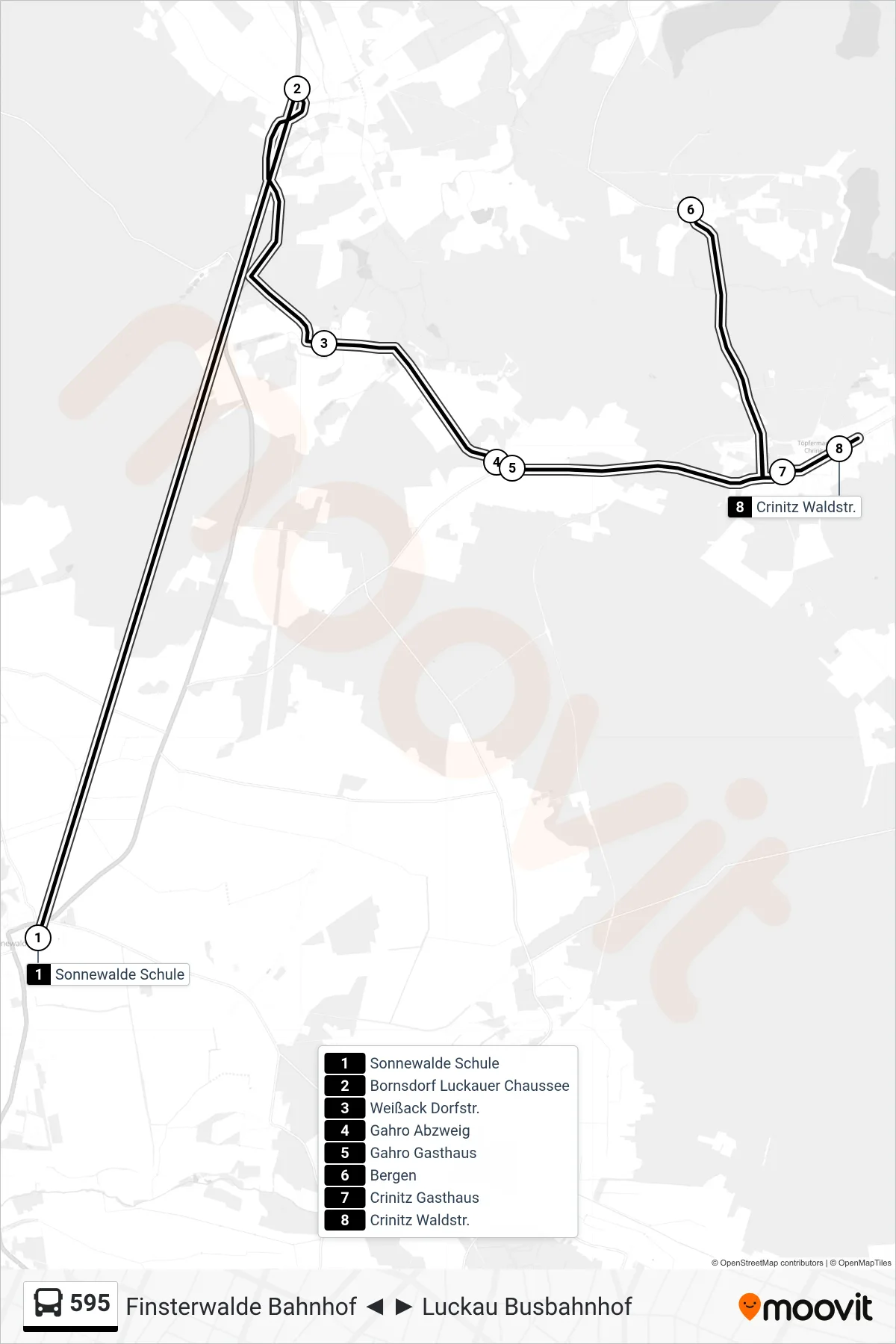 Linie 595 (Bus) Richtung Crinitz Waldstr.: Route und Haltestellen auf der Karte