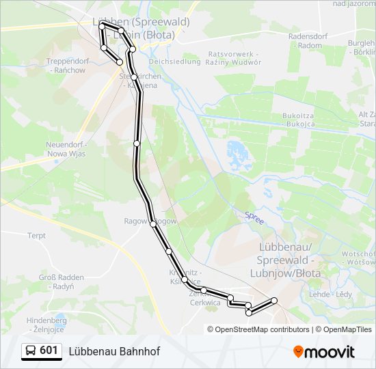 Автобус 601: карта маршрута