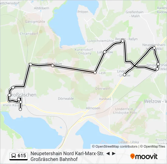 Buslinie 615 Karte