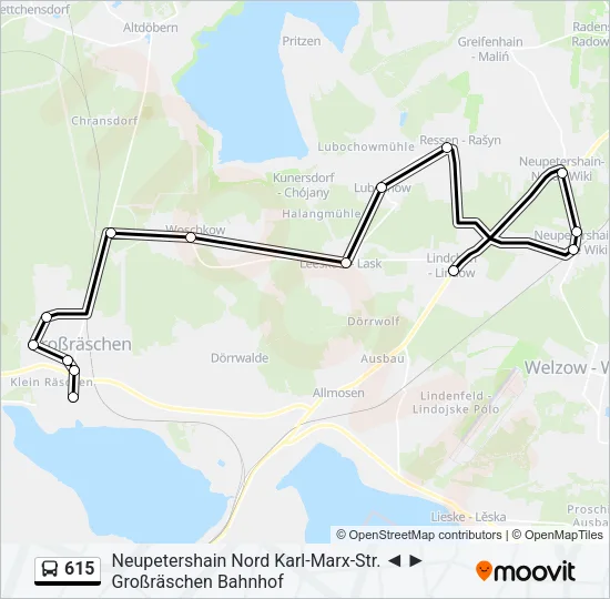 Автобус 615: карта маршрута