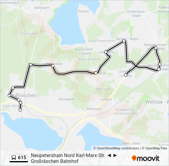 Автобус 615: карта маршрута