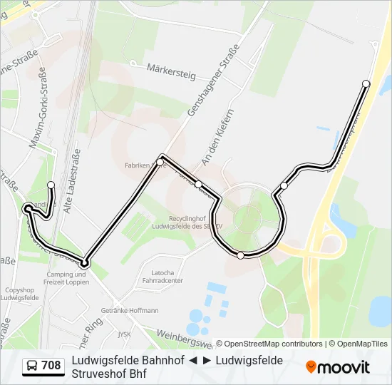 708 Bus Line Map