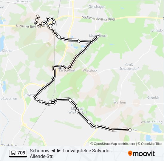 709 bus Line Map