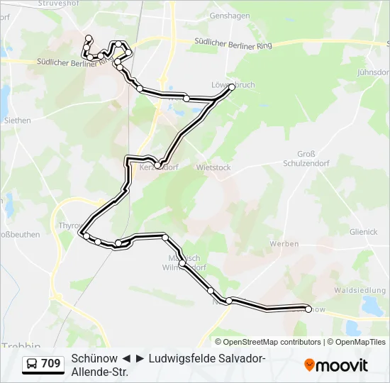 Buslinie 709 Karte