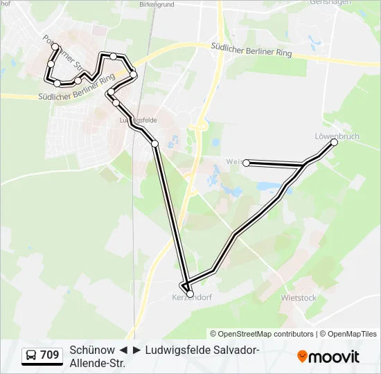 709 Bus Line Map