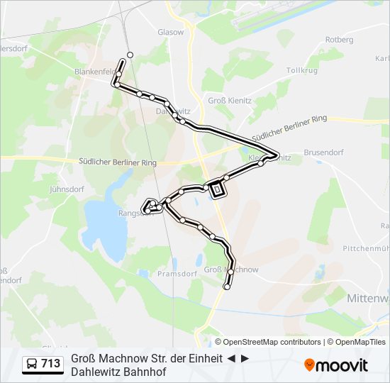 Автобус 713: карта маршрута