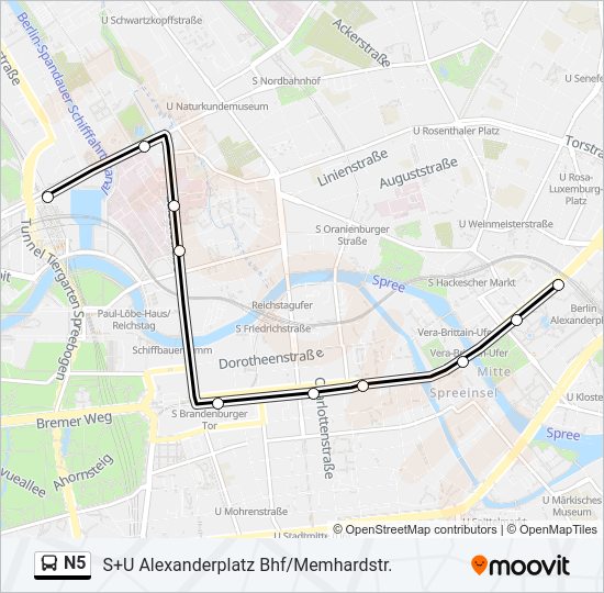 N5 bus Line Map