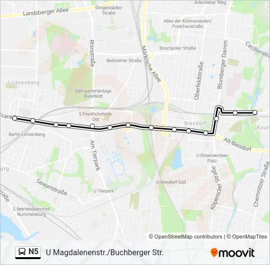 Автобус N5: карта маршрута