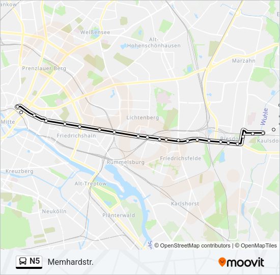 Автобус N5: карта маршрута