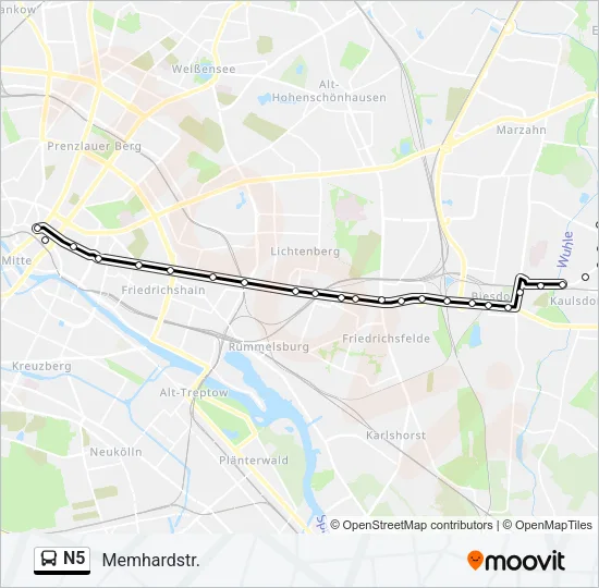 N5 Bus Line Map