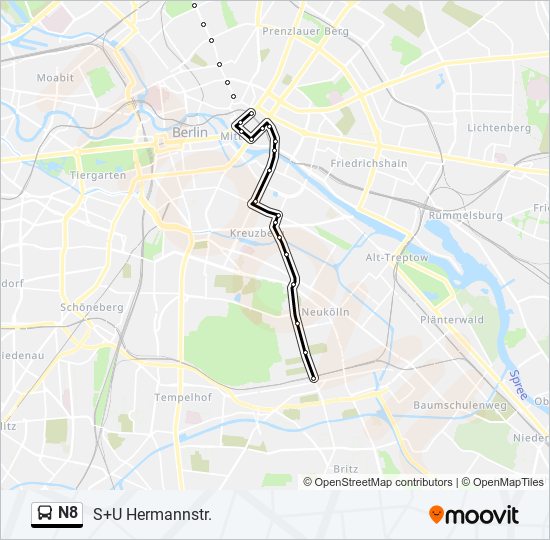 N8 bus Line Map