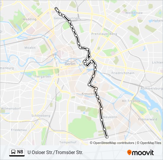 N8 bus Line Map