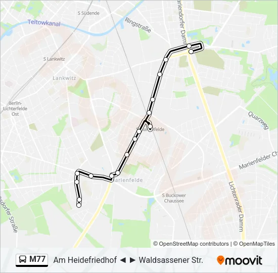 M77 Bus Line Map