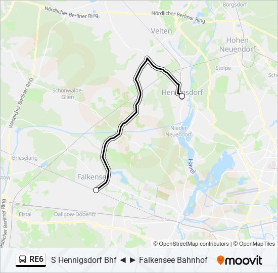 Автобус RE6: карта маршрута