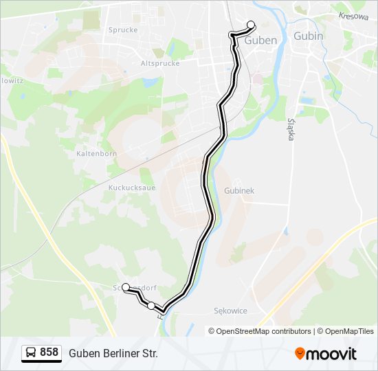 858 bus Line Map