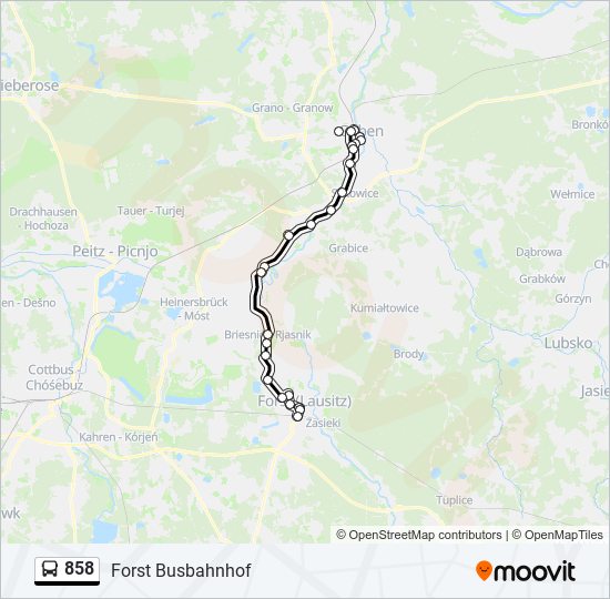 858 bus Line Map