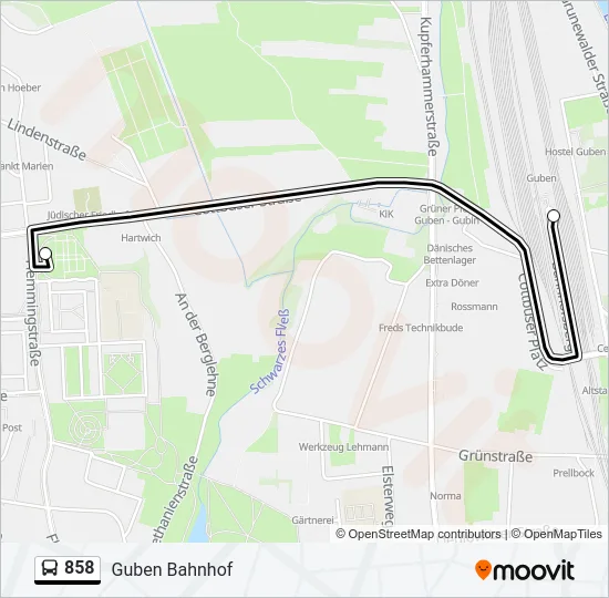 858 Bus Line Map