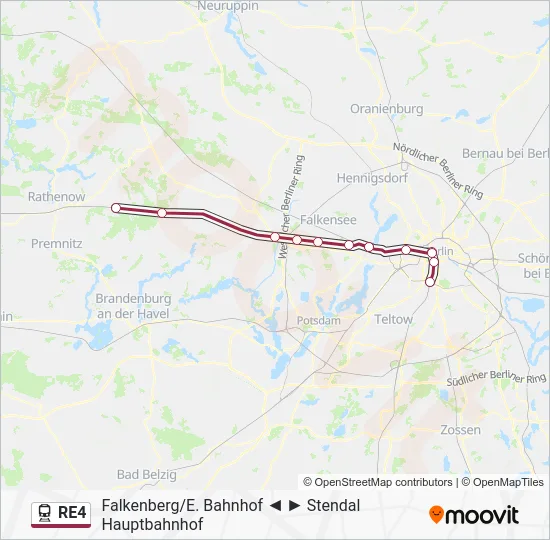 Поезд RE4: карта маршрута