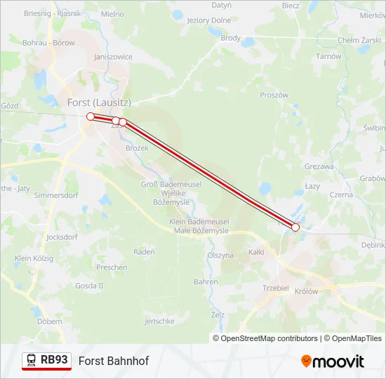 Поезд RB93: карта маршрута