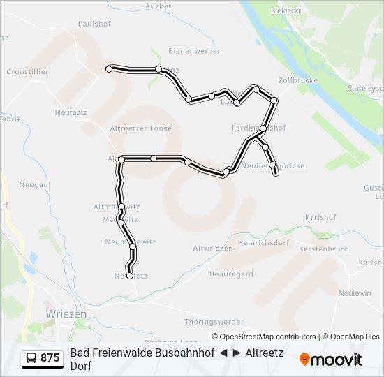 875 bus Line Map