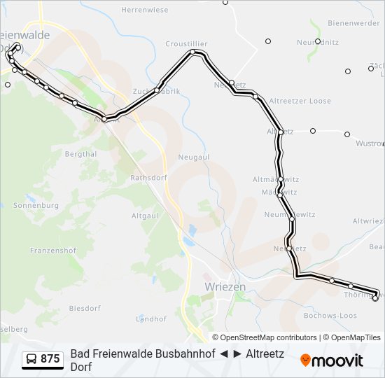 875 bus Line Map