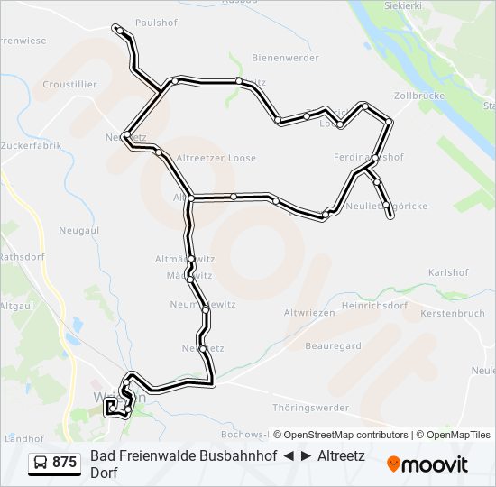 Buslinie 875 Karte