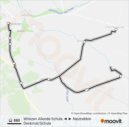 880 Bus Line Map
