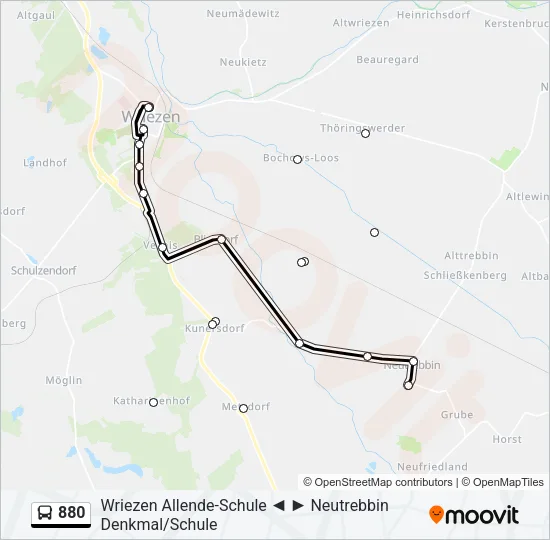 880 Bus Line Map