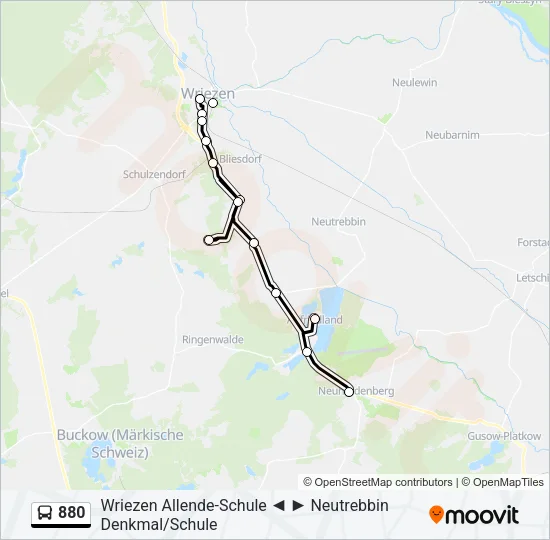 880 Bus Line Map