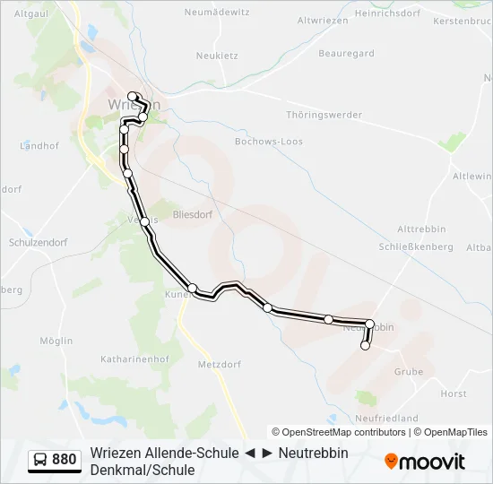 880 Bus Line Map