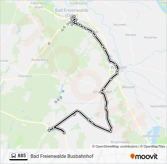 Автобус 885: карта маршрута