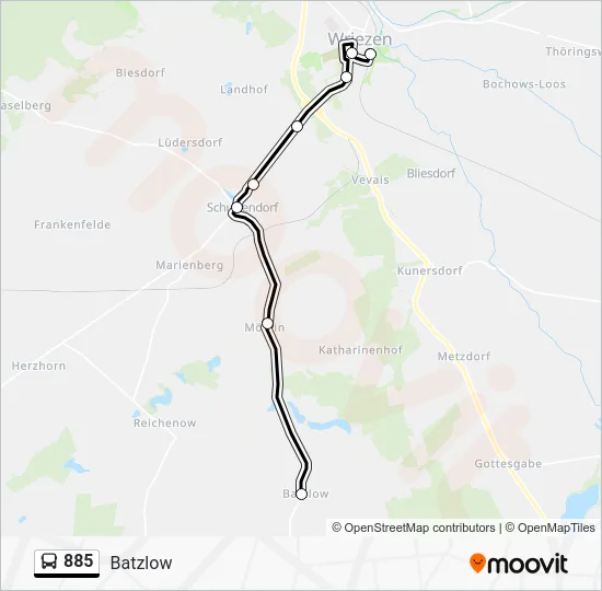 Автобус 885: карта маршрута