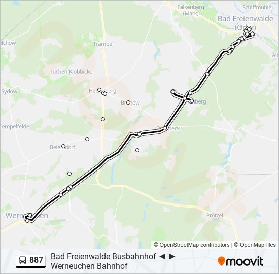 887 bus Line Map