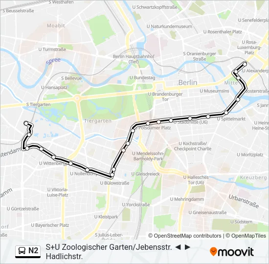 N2 Bus Line Map
