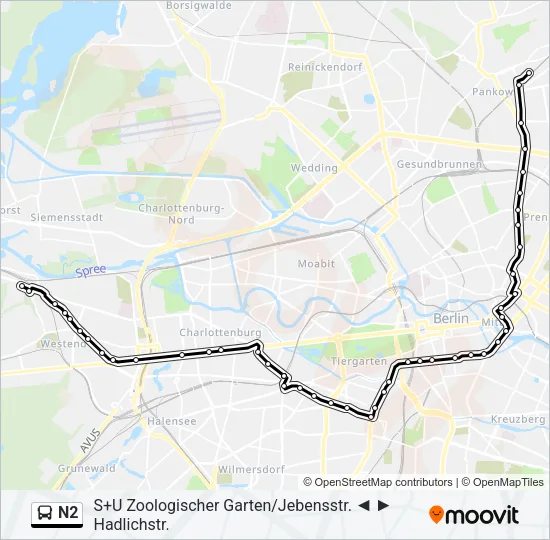 N2 Bus Line Map