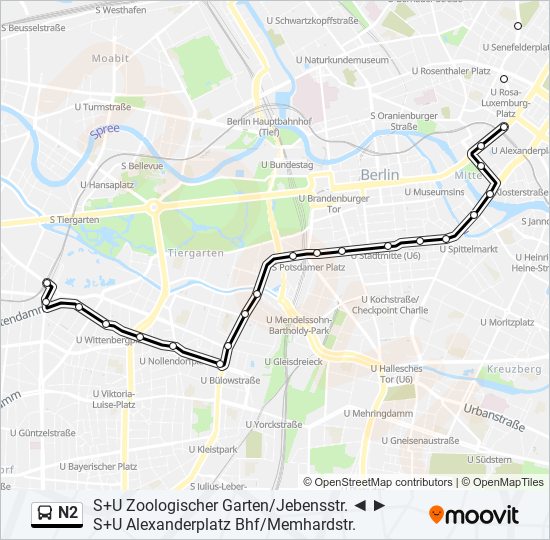 Buslinie N2 Karte